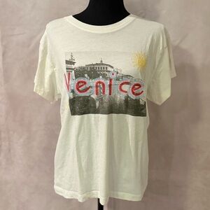 Letluv Graphic Short Sleeve Tee - Light Yellow with Red, Pink, Blue Embroidery M